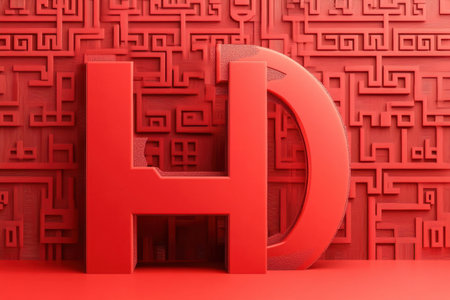 A red square with the letter H in the middleの素材