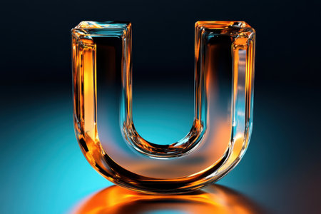 A clear U shaped glass vase sits on a gold colored clothの素材