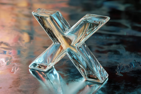 A red and clear X is on a tableの素材