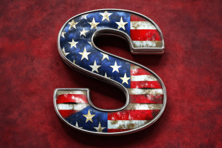 The image is a close up of the letter S in the shape of an American flagの素材