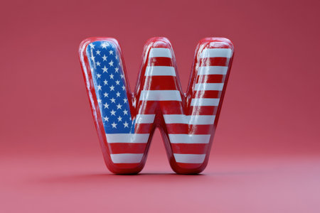 The image is a close up of the letter W on a red backgroundの素材