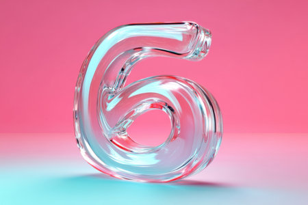 A large curved number six is displayed on a backgroundの素材