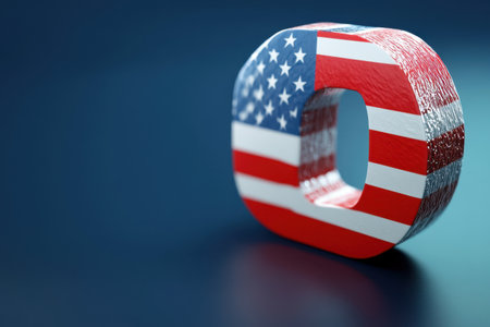 A red circle with the American flag on itの素材