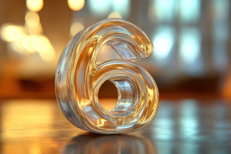 A large curved number six is displayed on a backgroundの素材