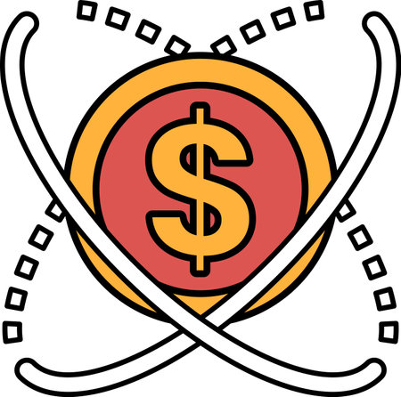 A dollar sign is drawn in a circle with a borderのイラスト素材