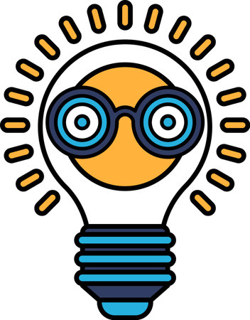 A light bulb with glasses on itのイラスト素材
