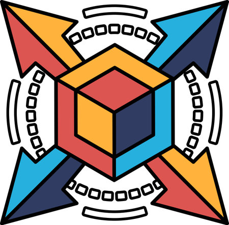 A cube with four arrows pointing to itのイラスト素材
