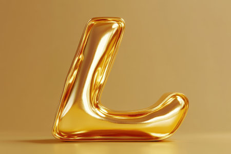 A gold letter L is sitting on a tableの素材