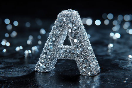 A large letter A made of glitter and shining lightsの素材