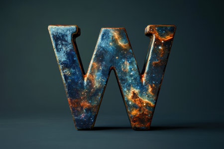 A letter W made of colorful glassの素材