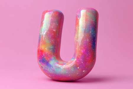 A colorful, glowing u in the skyの素材