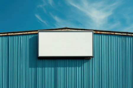 A large white billboard is on a buildingの素材