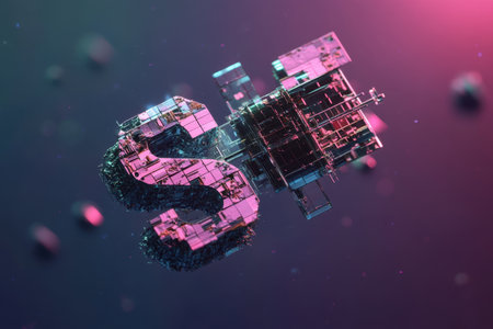 A space station with a large S on itの素材