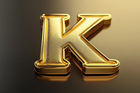 A gold letter K is sitting on a tableの素材