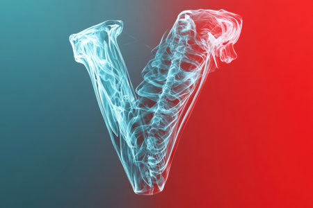 A letter V made of clear plasticの素材