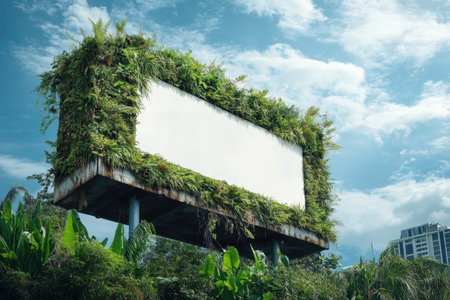 A billboard covered in plants and vines. The idea behind this is to create a natural and eco-friendly environmentの素材
