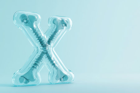 The letter X is made of bones and is pink in color. It is a creative and unique way to represent the letter Xの素材