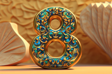 The number 8 is shown in gold with a backgroundの素材