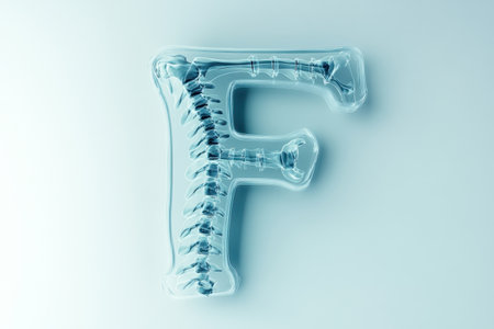 The letter F is made of bones and is blueの素材