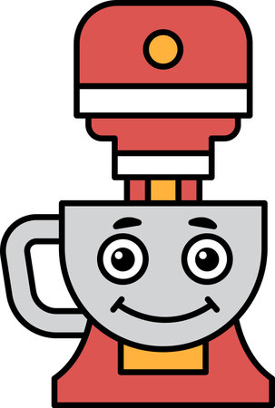 A cartoon character with a red and white mixer on his headのイラスト素材