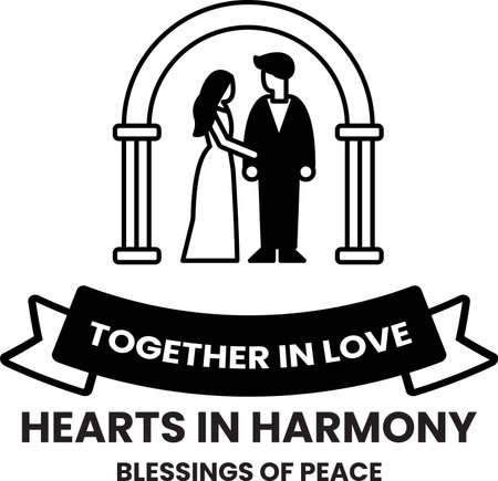 A couple is holding hands under an archのイラスト素材