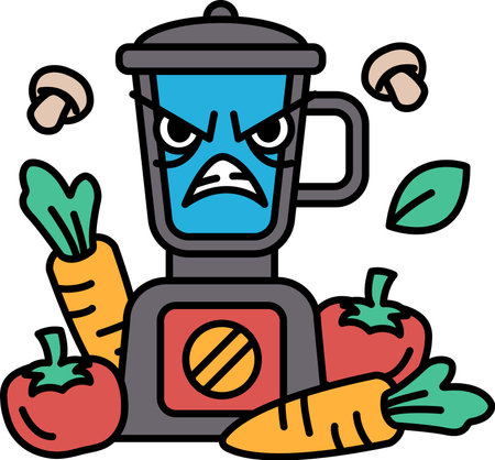 A cartoon of a blender with a face that looks angryのイラスト素材