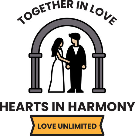 A couple is shown in a wedding archのイラスト素材