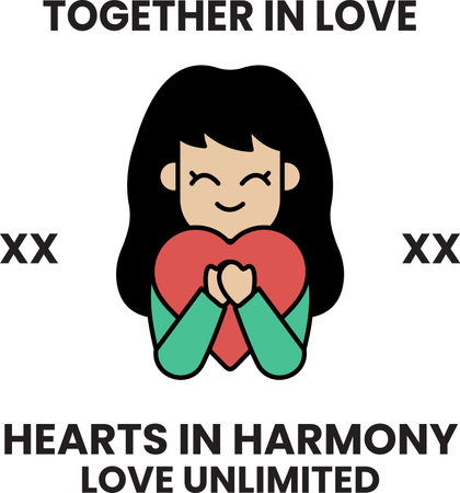 A girl is holding a heart and smilingのイラスト素材