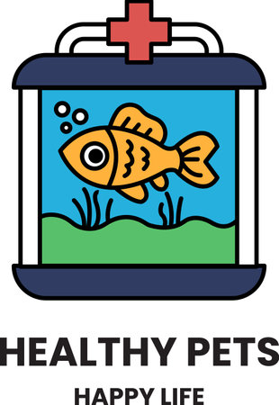A fish in a fish tank with the words in the style of sign illustrationsのイラスト素材