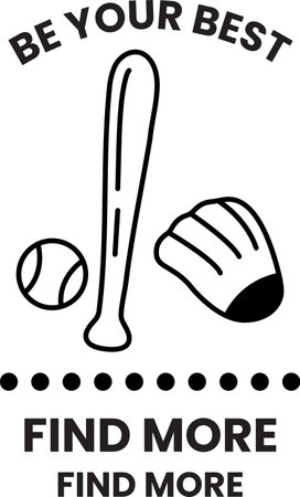 An Illustration of a baseball bat and glove in line art style. in the style of sign illustrationsのイラスト素材