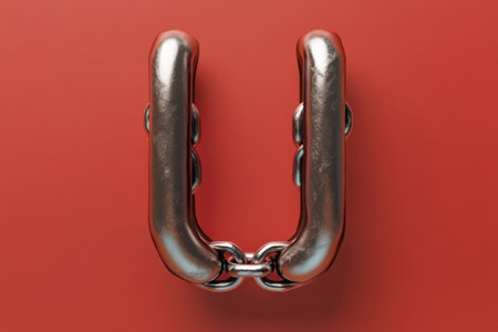 A chain of silver links that spell out the letter Uの素材