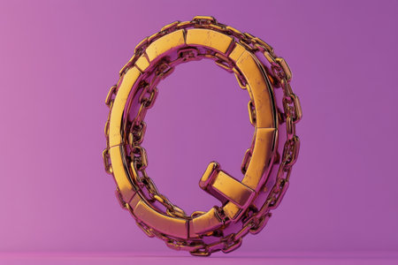 A chain linked Q which is a stylized and abstract representation of the letterの素材