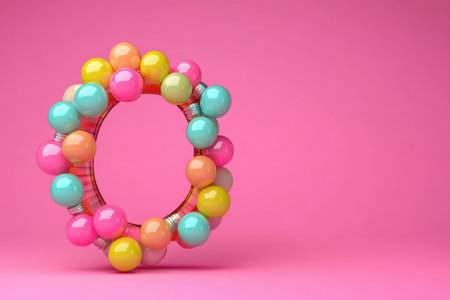 A glowing, illuminated letter O made up of many small lightsの素材