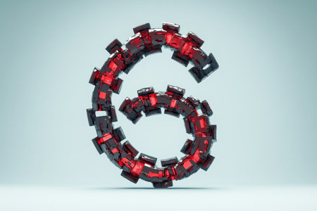 The number 6 is made out of chains and is on a backgroundの素材