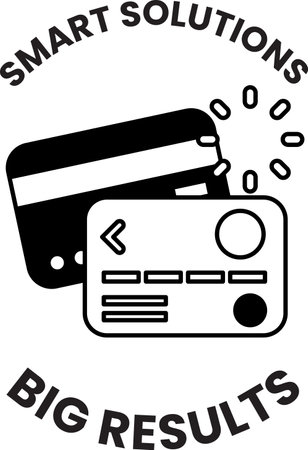 A credit card with that says "Smart Solutions" on it. The logo is surrounded by a circleのイラスト素材