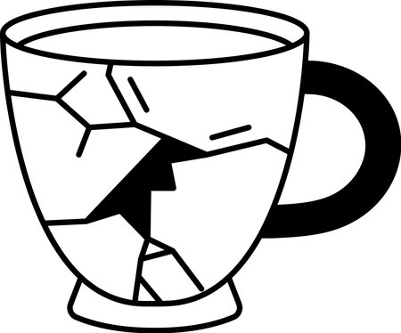 A cup with a crack in it The cup is broken and has a hole in itのイラスト素材