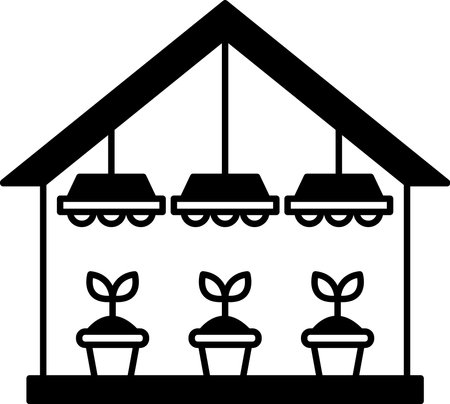 A house with three potted plants in itのイラスト素材