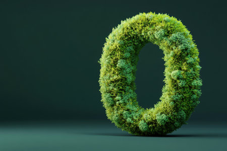A green plant is used to make the letter O. The plant is green and has a lot of leavesの素材