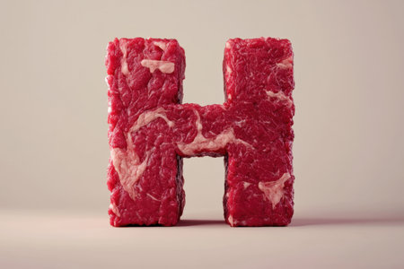 The letter H is made out of meat. It is a creative and unusual way to present the letterの素材