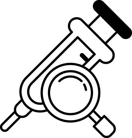 A syringe with a magnifying glass on top of itのイラスト素材