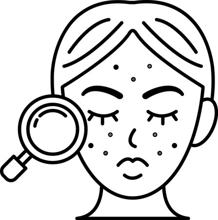 A woman face with a magnifying glass on itのイラスト素材