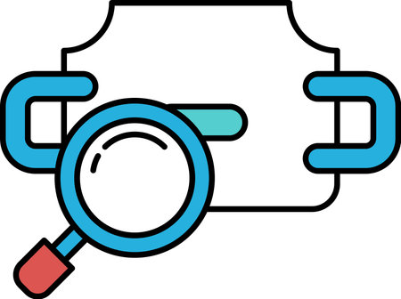 The illustration in the concept of Magnifying glass and mask in line art styleのイラスト素材