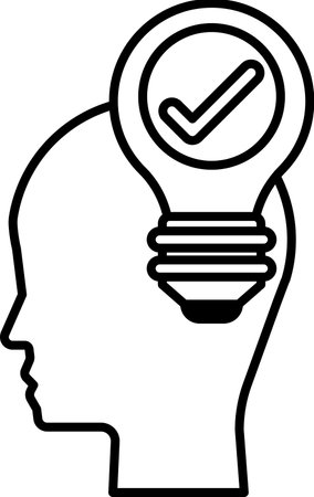 A head with a light bulb on it and a check markのイラスト素材