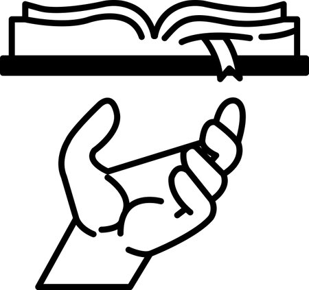 A hand holding a book with a bookmarkのイラスト素材
