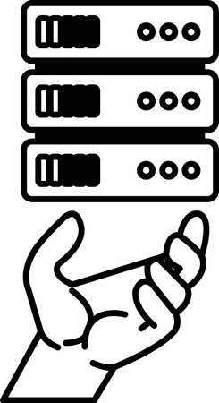A hand holding a stack of serversのイラスト素材