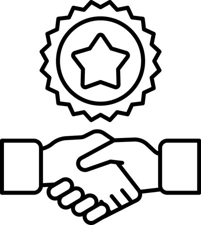 A hand shaking a star with a gold star on it. Concept of a successful partnership or agreementのイラスト素材
