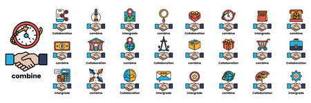 A Set of illustrations in the concept of Hands of people checking hands and things in line art styleのイラスト素材