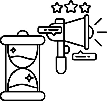 A clock with a microphone and a star on it. The clock is set to the number 3のイラスト素材