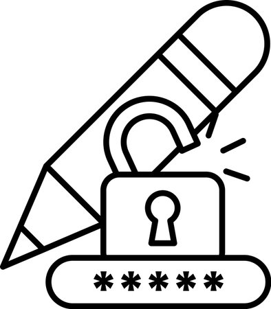 A pencil is used to open a lock. The lock is a symbol of security and the pencil is a symbol of creativity and the ability to unlock new ideasのイラスト素材