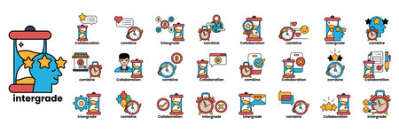 A collection of time-related icons, including clocks, timers, and other time-related objectsのイラスト素材